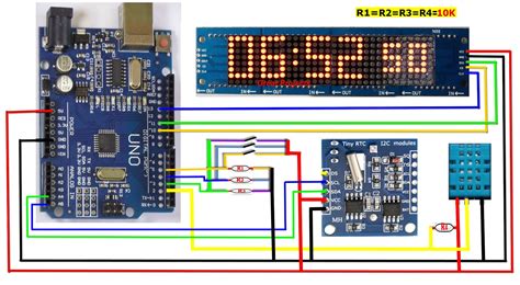 Great Projects: MAX7219 RTC DS1307 dht11 led matrix clock Arduino