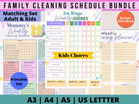 Personalised Family Cleaning Schedule, Kids Chore List, Cleaning ...