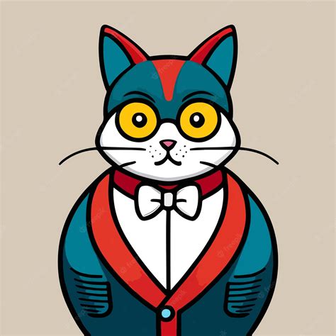 Premium Vector | A cartoon drawing of a cat in a tuxedo.