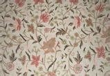 Linen Crewel Embroidered Fabric Floral Beige, Multicolor #FLR603 – Best of Kashmir
