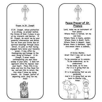 Catholic Prayer Bookmarks 2 by Ginger Nuts About Teaching | TPT