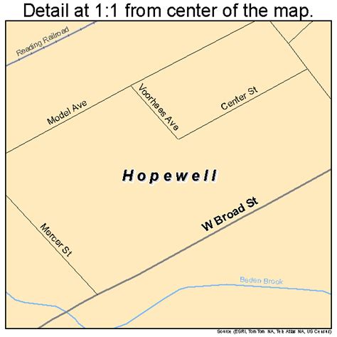 Hopewell New Jersey STREET & ROAD MAP NJ atlas poster p