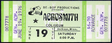 Aerosmith 1976 Jackson ticket