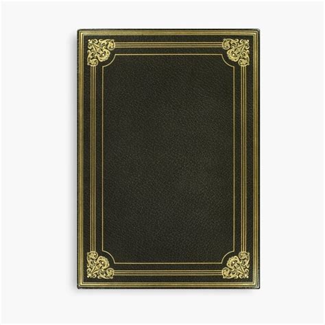 "Black green leather book cover with gold inlay border design" Canvas Print by coverinlove ...