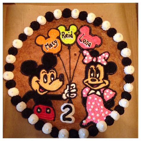 Mickey and Minnie Mouse cookie cake. Disney. Happy birthday 2nd birthday. Birthday… | Minnie ...