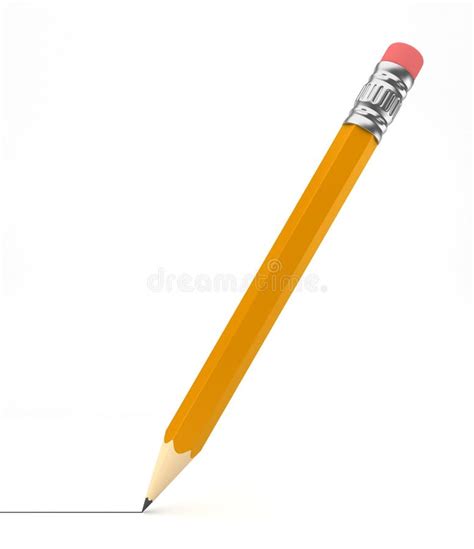 Sharp Pencil Drawing a Line - 3D Render Stock Illustration - Illustration of sharp, horizontal ...