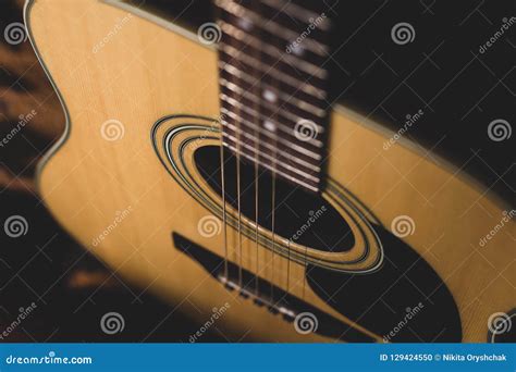 Vintage Acoustic Guitar. Close-up Stock Photo - Image of classical ...