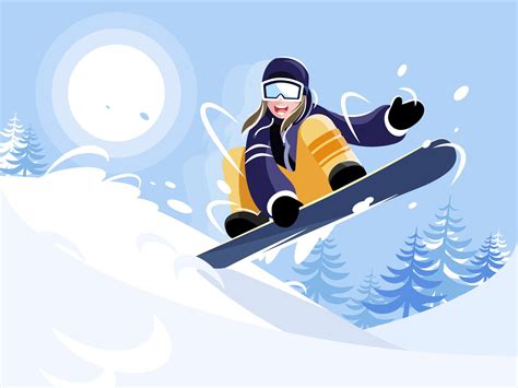 Snowboarding Season debut 2d digital art illustration sport holiday winter snowboarding Mountain ...