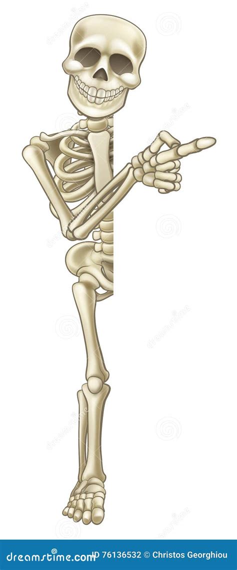 Skeleton Cartoon Pointing at Sign Stock Vector - Illustration of ...