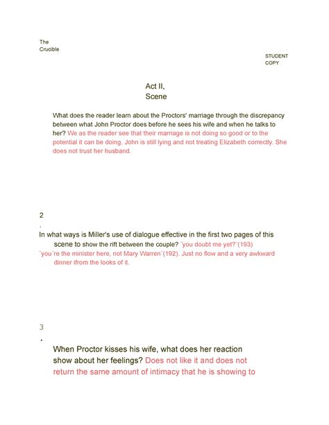 Act 2 Crucible Notes - The Crucible STUDENT COPY Act II, Scene What does the reader learn about ...