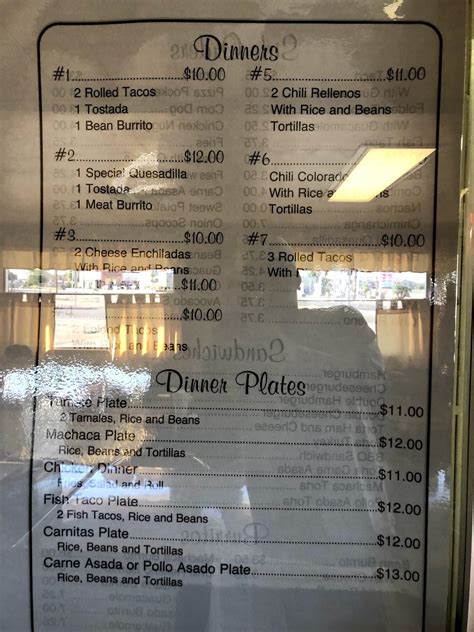 Menu at Nana Dora‘s Restaurant, Brawley