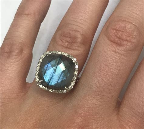 Labradorite Diamond Ring