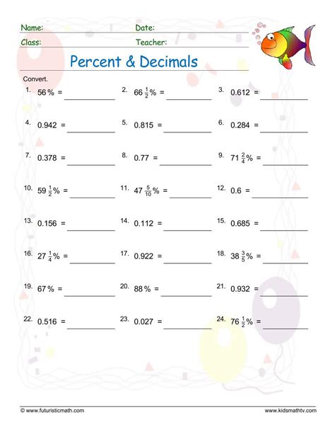 Percent Rate Base Worksheets