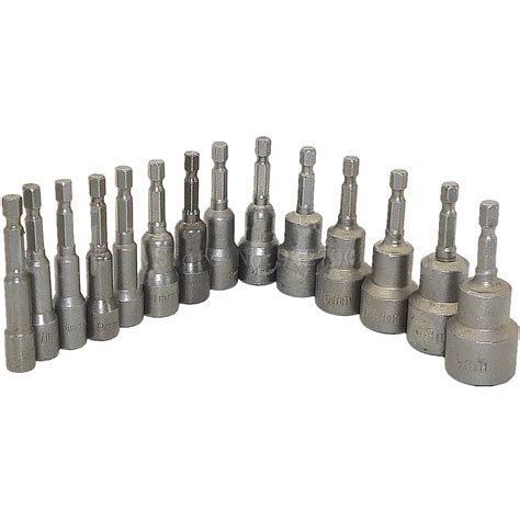 14pc 6 19mm Hex Socket Strong Magnetic Nut Driver Set Drill Bit Adapter 1/4" Shank Impact ...