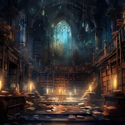 Premium AI Image | Mystical Library with Antique Books