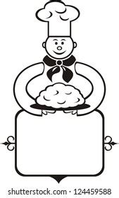 Chef Black White Illustration Stock Illustration 124459588 | Shutterstock