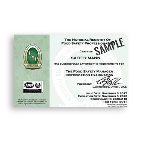 Manager Food Safety Certificate Reprint | NRFSP