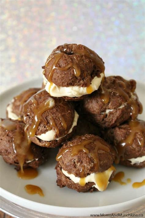 Chocolate Cream Puffs with Caramel Buttercream