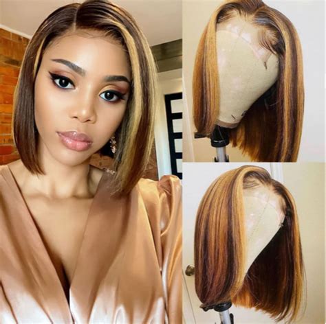 13x6 Transparent Lace Front Bob Wig Highlight Color Straight – Youth ...