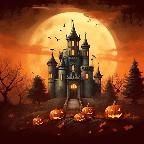 Premium AI Image | halloween house illustration