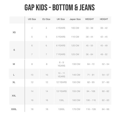 Pin by Jessica Conner on Shop my Poshmark Closet! | Gap kids, Kids bottoms, Size chart