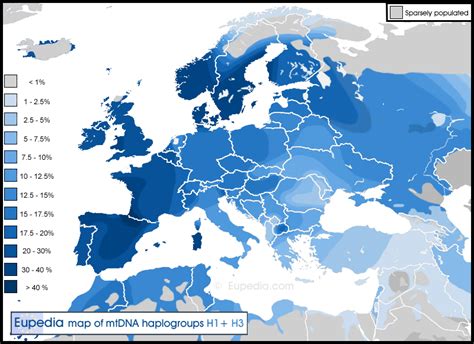 New map of mtDNA haplogroups H1+H3