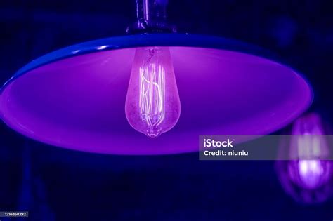 Modern Chandelier Purple Light Stock Photo - Download Image Now - Abstract, Restaurant, Abstract ...