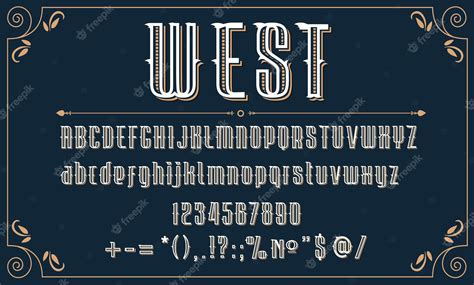 Premium Vector | Western retro front wild west vintage alphabet