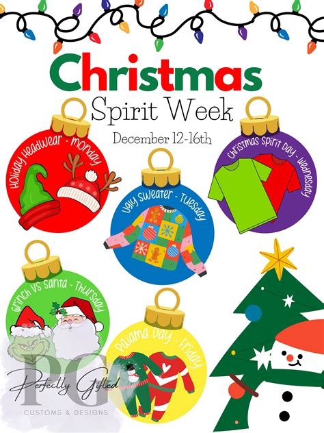 Christmas Spirit Week Design Template Spirit Days - Etsy