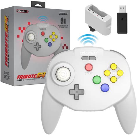 Retro-Bit Tribute 64 2.4 GHz Wireless Controller for Nintendo 64 (N64 ...