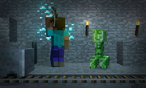 Mining with a Creeper.. | Minecraft| Wallpaper by JoshiDrawing on DeviantArt