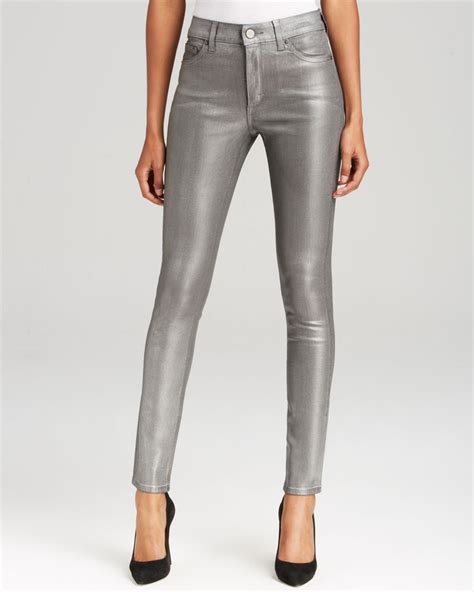 Spanx Spanx® Denim Skinny Jeans In Pewter Wax in Silver (Pewter Wax) | Lyst