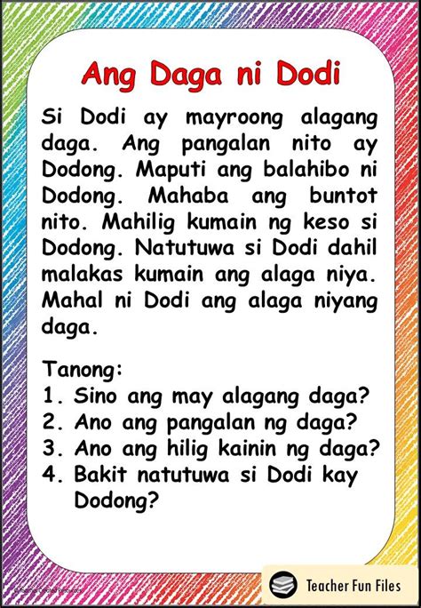 Teacher Fun Files: Filipino Reading Materials with Comprehension ...