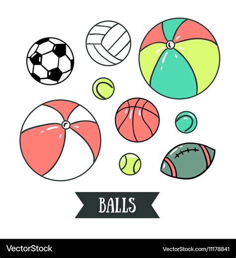 Freehand drawing sport balls set of sports design Vector Image