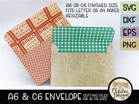 A6 Envelope SVG Cutting File, C6 Envelope Template Cut File, PNG ...