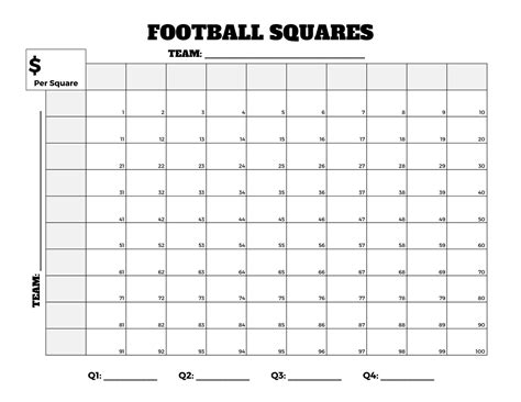 Football Squares, Football Squares Template, Football Square Printable ...