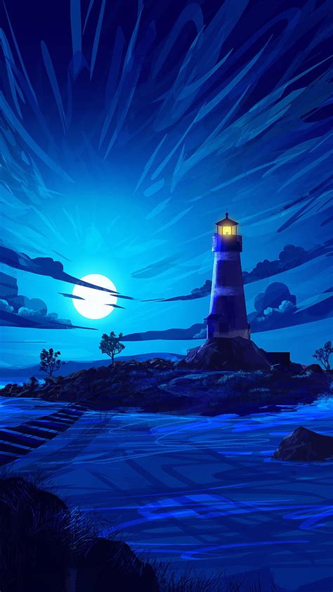 Paisajes, lighthouse, night, water, HD phone wallpaper | Peakpx