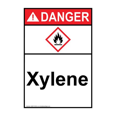 Portrait ANSI Xylene Sign With GHS Symbol ADEP-37457