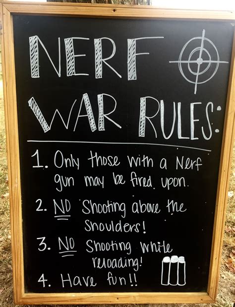 Nerf War Rules- Use chalkboard and combine with other rules Nerf ...