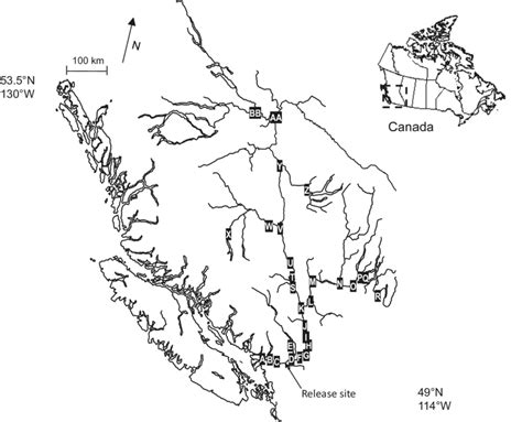 A map of the Fraser River, British Columbia, Canada, showing locations... | Download Scientific ...