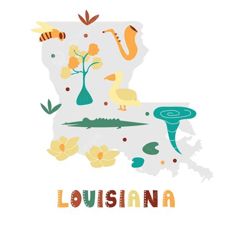 Louisiana State Emblem Illustrated On A Gray Silhouette Map Of The Usa ...