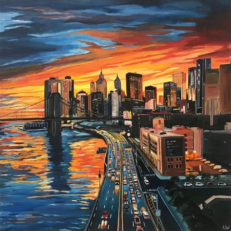 Angela Wakefield - Brooklyn Bridge New York City NYC Skyline Painting ...