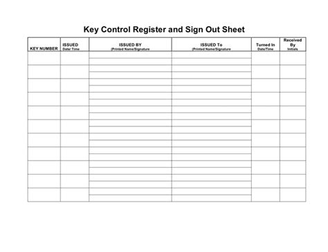 Key control register and sign out sheet in Word and Pdf formats - page 3 of 3