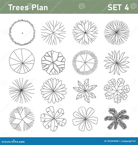 Tree Plan Top View for Landscape Set 1 Stock Vector - Illustration of drawing, environmental ...