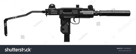 Submachine Gun Silencer Isolated On White Stock Photo 1244285041 ...