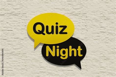 Quiz night. Cartoon speech bubble in yellow and black. Leisure games ...