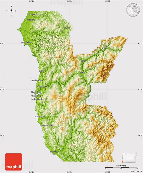 Physical Map of Curry County, cropped outside