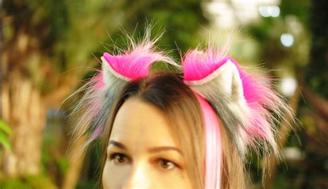 Pink cat ears / Pink cat ears headband / Pink cat ears petplay | Etsy