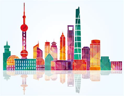 Shanghai Landmark Outline Map Vector, Building, Outline, Silhouette ...