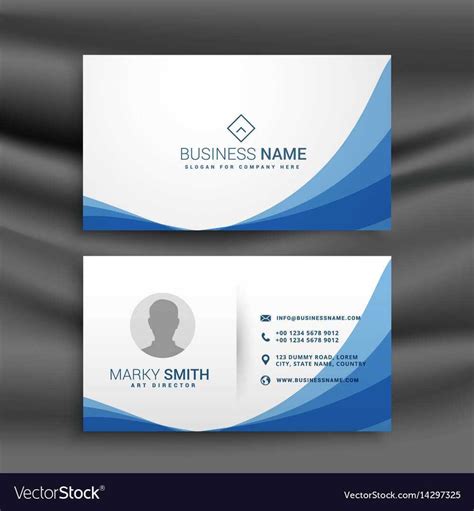 Blue Wave Simple Business Card Design Template With Regard To Visiting Card Illustrator ...